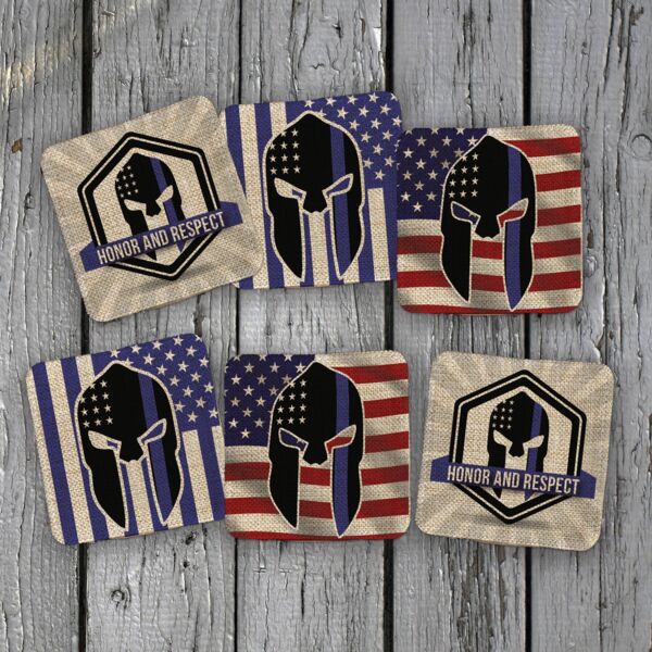 OSCO Blue Line American Spartan Set of 6 Square Coasters Thumbnail
