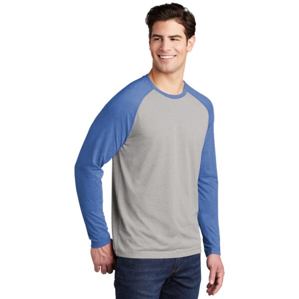 Mens Full Color PosiCharge Long Sleeve Tri Blend Wicking Raglan Tee Thumbnail