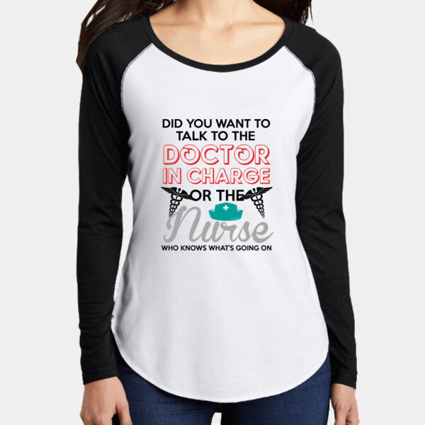 Talk to the Nurse Womens Soft Tri-Blend Scoop Neck Long Sleeve T-Shirt Thumbnail
