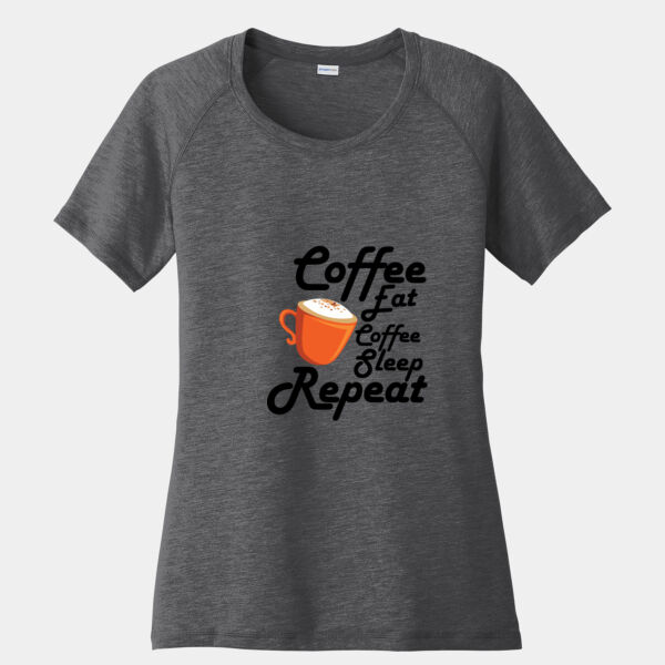 Coffee Eat Repeat Womens Soft Tri-Blend Scoop Neck Tee Thumbnail