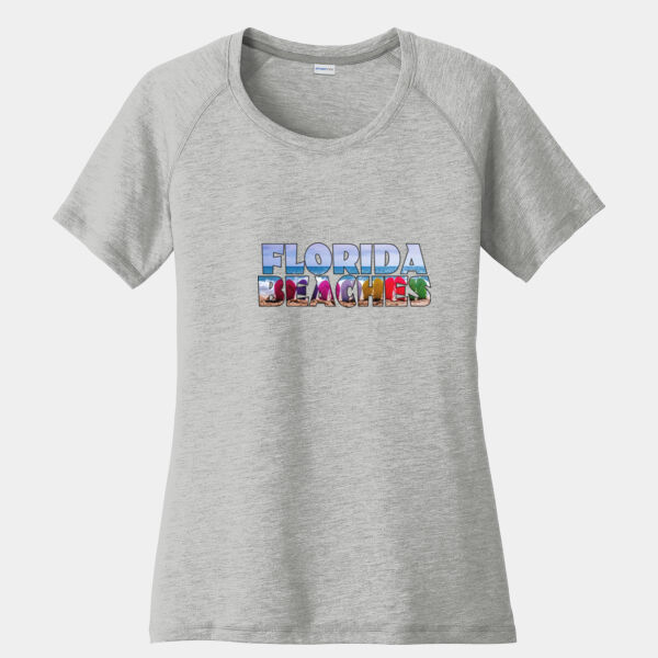 Florida Beaches Design on Ladies Soft Tri-Blend Scoop Neck Tee Thumbnail