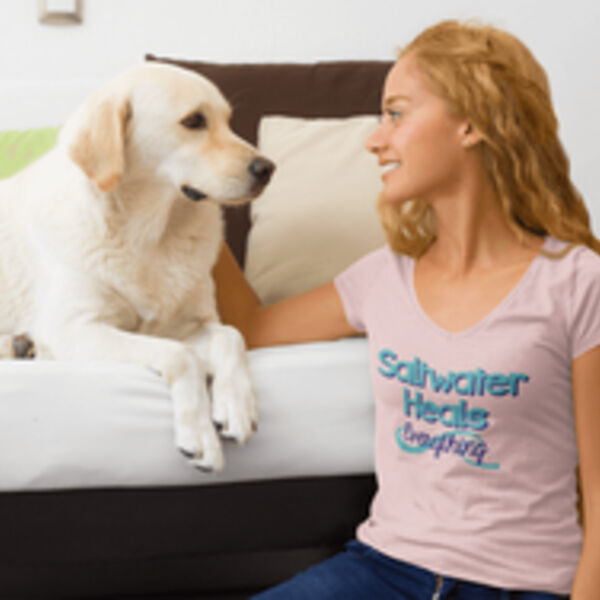 Saltwater Heals Everything on Womens Soft V-Neck Tee Shirt Thumbnail