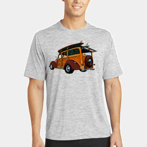 Dad's Mens Dri-Fit Soft T-shirt with Woody with Surfboards Image Thumbnail