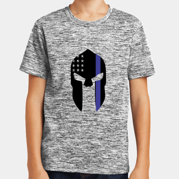 Youth Thin Blue Line Spartan Image on Soft T-Shirt Thumbnail