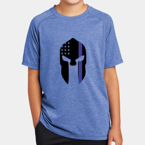 Youth Thin Blue Line Spartan Image on Soft T-Shirt Thumbnail