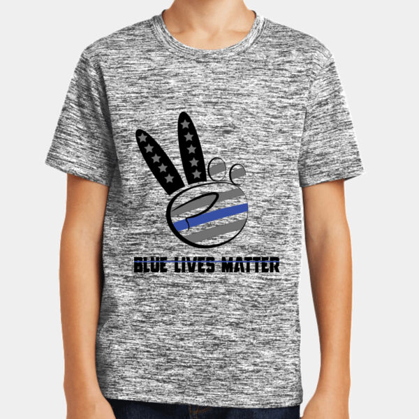 Youth Peace Hands with Blue Lives Matter on Soft Dri-Fit T-shirt Thumbnail