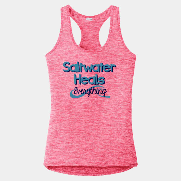 Saltwater Heals Everything on Multi-color Heather Racerback Tank Thumbnail