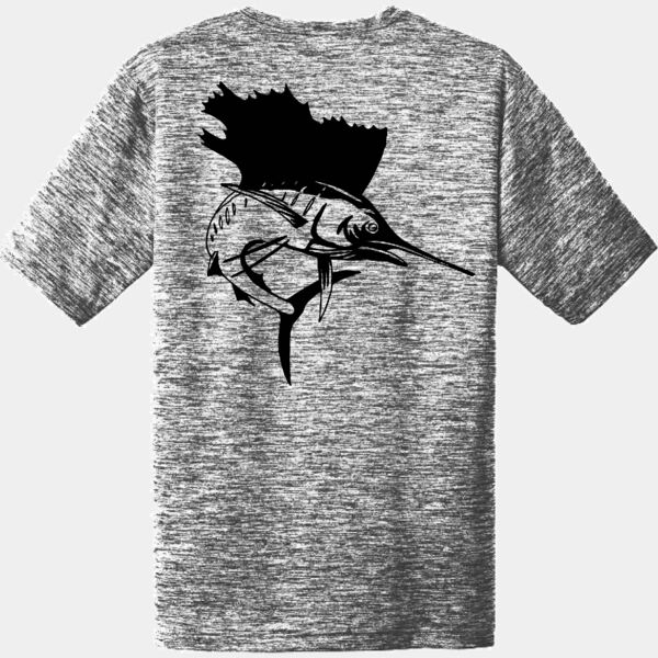 Mens Dri-fit Short Sleeve Fishing shirt with a Tarpon Image on the back Thumbnail