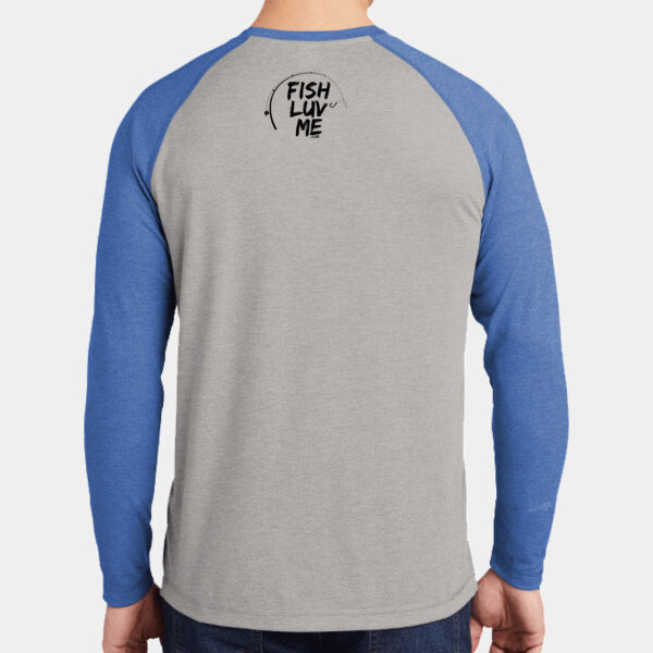 Mens Tri-Blend Wicking Raglan Short Sleeve Fishing shirt with a Yellow Fin Tuna Image on the back Thumbnail