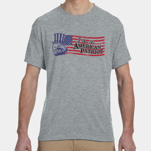 I AM AN AMERICAN PATRIOT -  PATRIOTIC FLAG ON MENS SOFT DRY-FIT SHIRT FOR DAD - BIRTHDAYS - CHRISTMAS Thumbnail