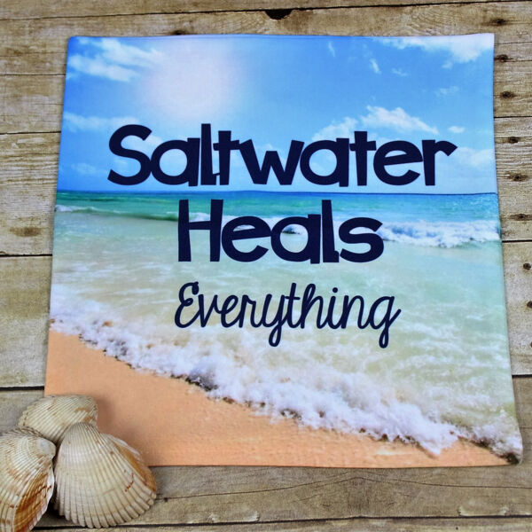 Saltwater Heals Everything Soft Pillow Printed 1 Side Thumbnail