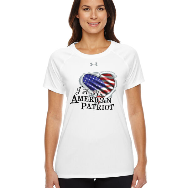 I AM AN AMERICAN PATRIOT - PATRIOTIC AMERICAN HEART FLAG ON WOMENS SOFT DRY-FIT SHIRT FOR MOM- BIRTH Thumbnail