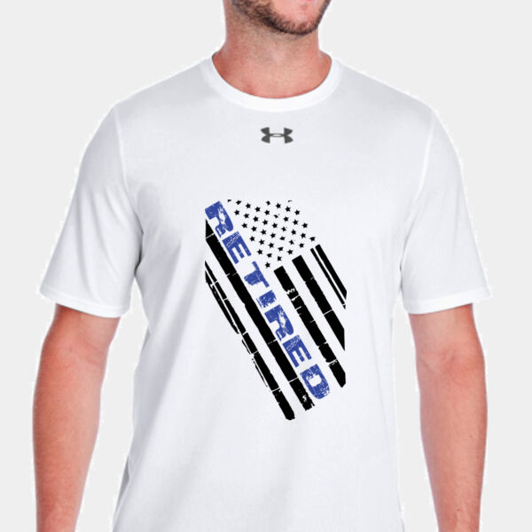 Men's Under Amour Shirt with RETIRED in a Blue Line Flag Thumbnail