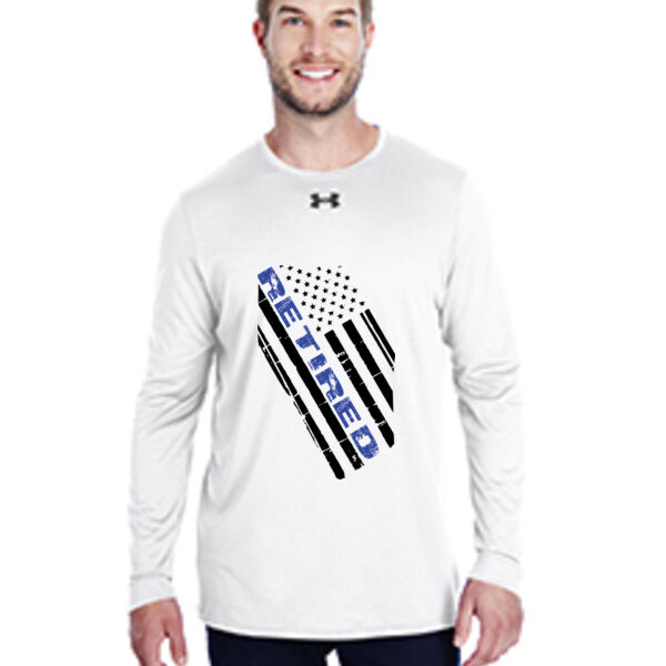 Men's Under Amour Shirt with RETIRED in a Blue Line Flag Thumbnail