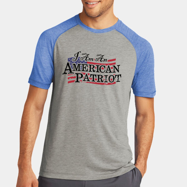 American Patriot on Mens Tri-Blend Raglan Sleeve Soft T-Shirt Thumbnail