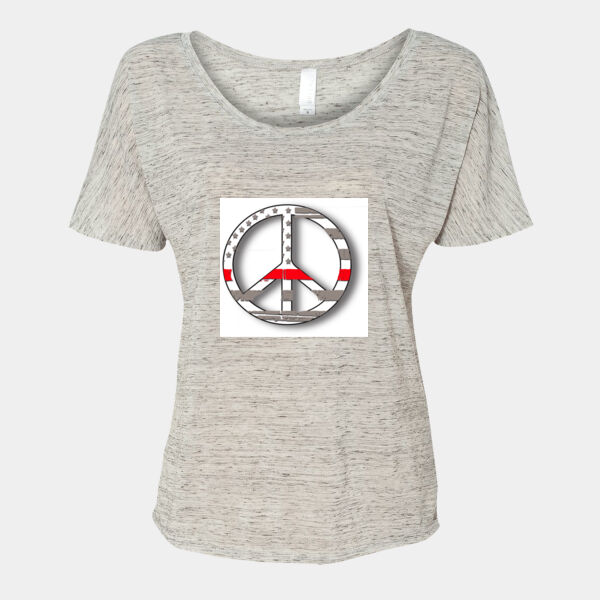 Peace Thin Red Line Design on Ladies Slouchy T-Shirt Thumbnail