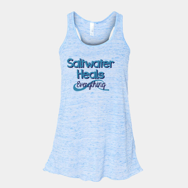 Saltwater Heals Everything Image on Ladies Soft Flowy Racerback Tank Thumbnail