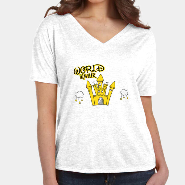 Disney World Traveler Design on Womens Slouchy V-Neck Thumbnail