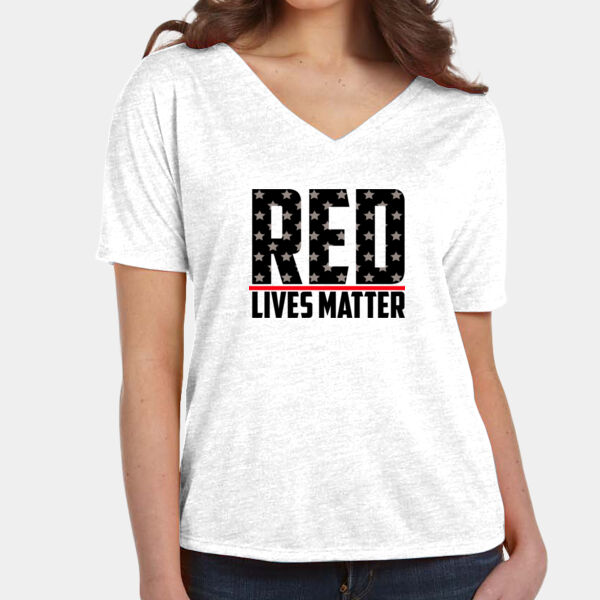 Unique Red Lives Matter Design on Ladies Slouchy V-Neck Thumbnail