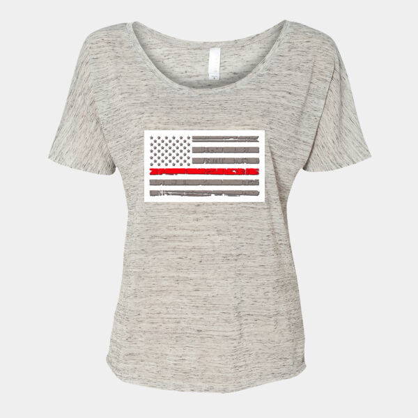 Thin Red Line Flag on Ladies Light Slouchy T-Shirt Thumbnail