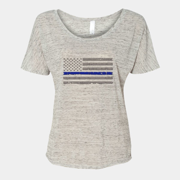 Thin Blue Line Flag Design on Womens Slouchy T-Shirt Thumbnail