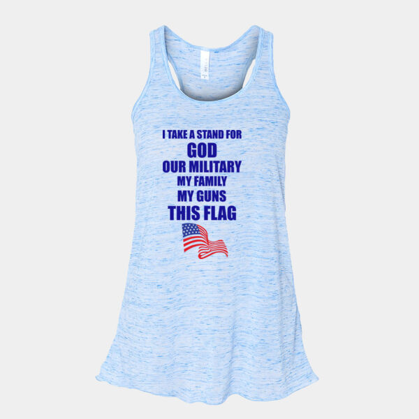Womens I Take a Stand Design on Soft Feel Flowy Racerback Tank Thumbnail