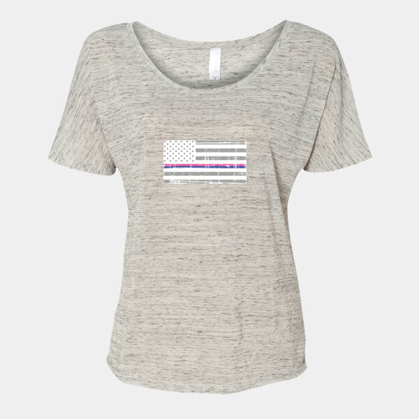 Ladies Blue and Pink Line Flag Image on Soft Slouchy T-Shirt Thumbnail