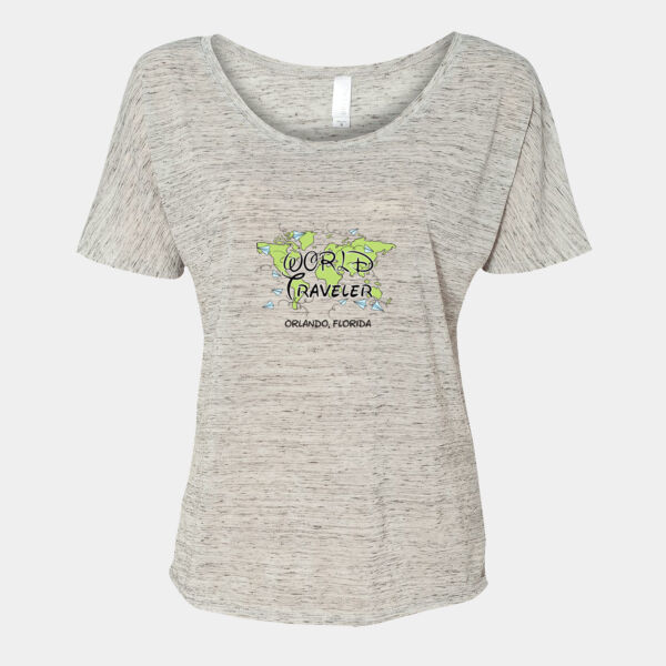Ladies World Traveler Map Design on Soft Feel Slouchy T-Shirt Thumbnail