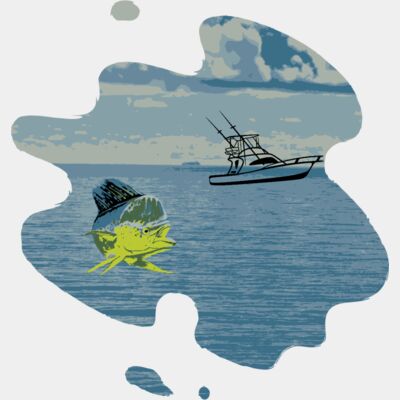 Mahi Mahi With Boat and Ocean Thumbnail